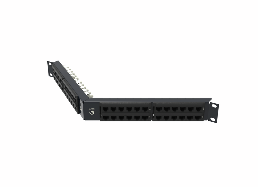 [760237061] CommScope Unshielded Angled Discrete Distribution Module Panel, Cat 6,  SL, 1U, 48 port, Black (760237061)